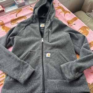 Carhartt Dark Gray Sherpa-Lined Full-Zip Hooded Sweatshirt